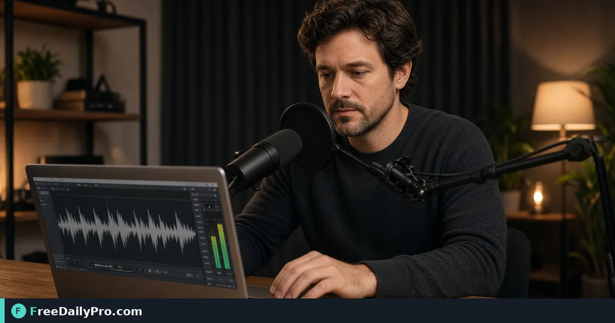Person using Audio Normalizer on a laptop for a real podcast production task