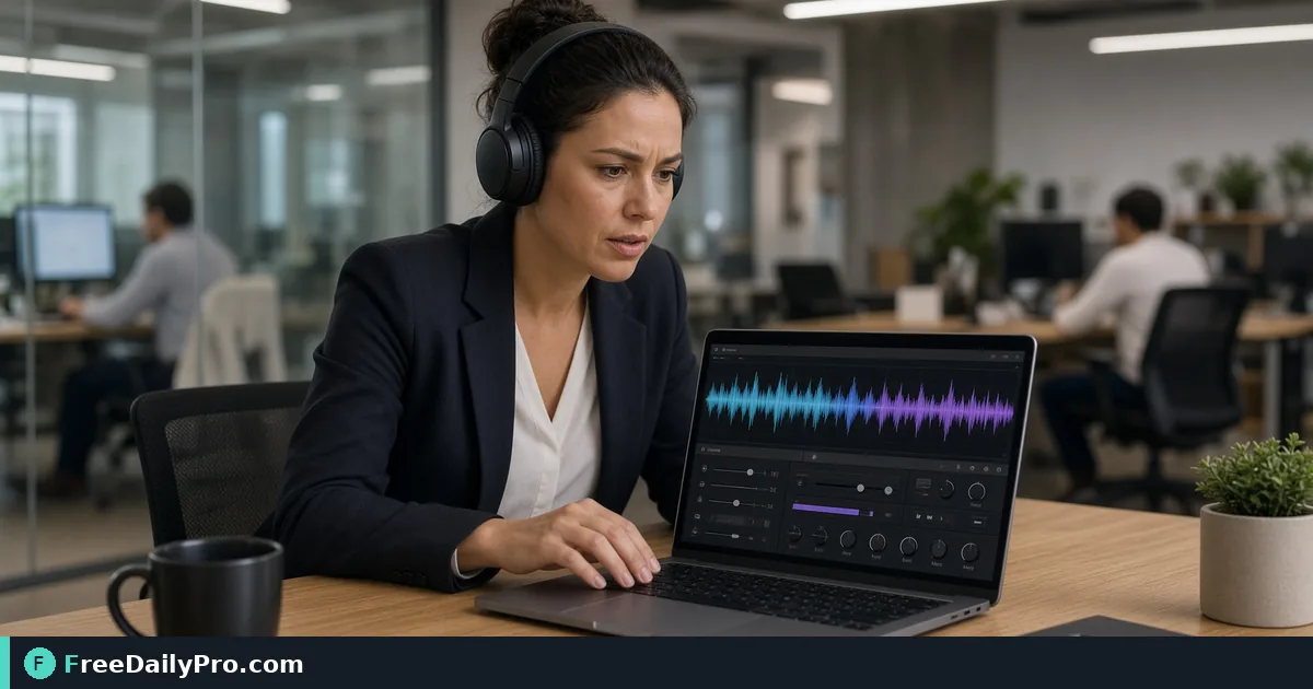 Person using Audio Scrambler on a laptop for a real sales demos task