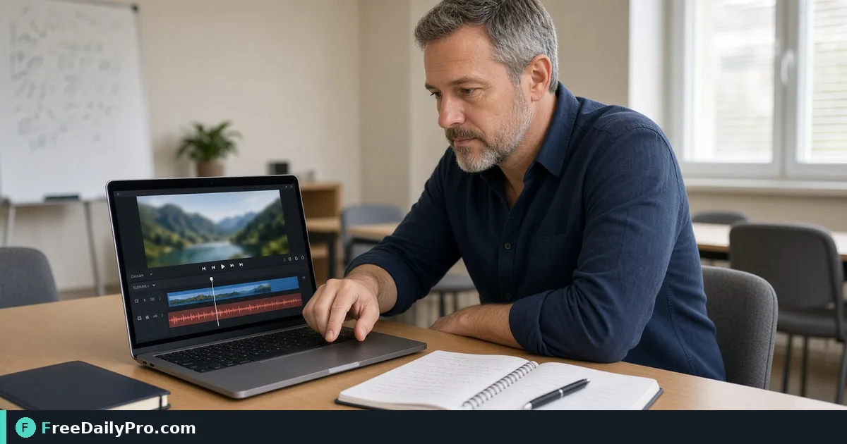 Person using Audio Speed Changer on a laptop for a real training review task