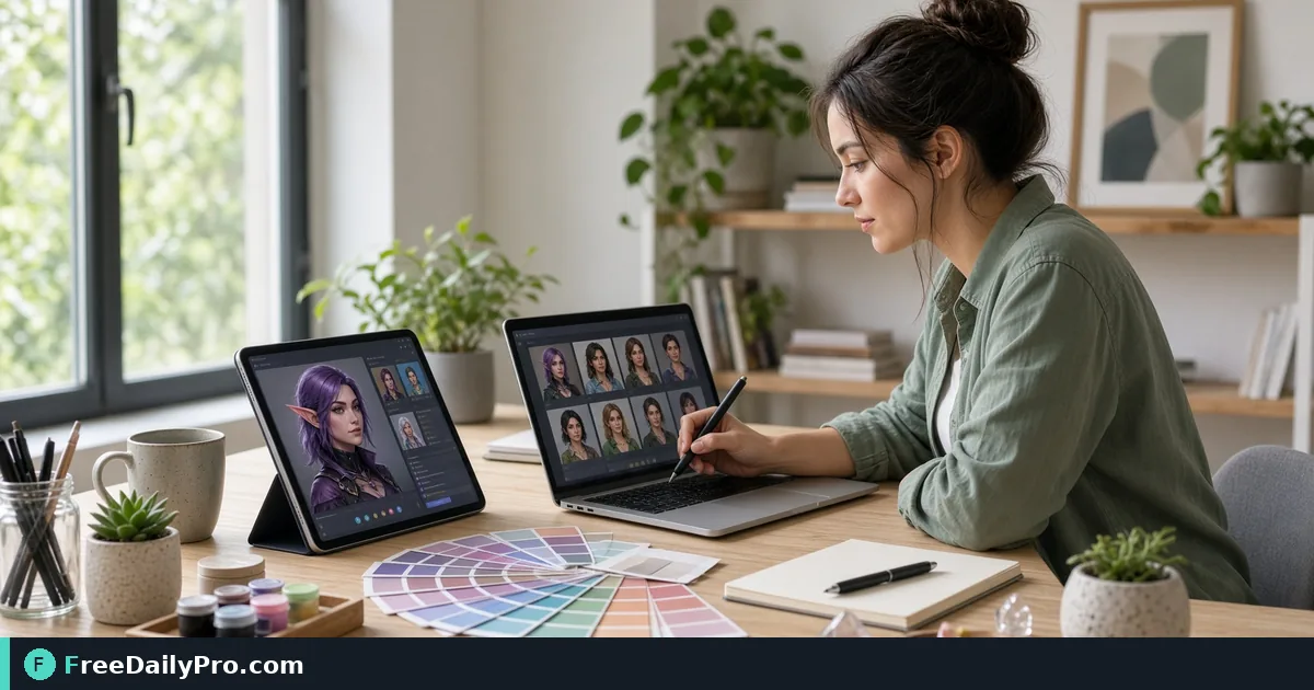 Person using Avatar Builder on a laptop for a real online communities task