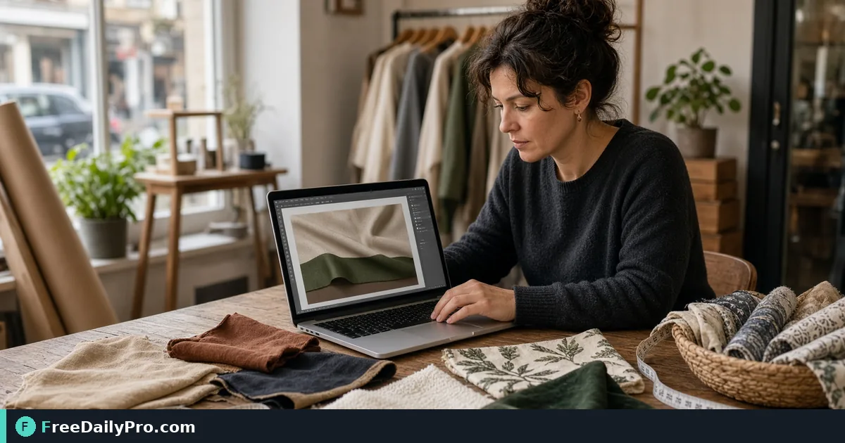 Person using Banner Sign Maker on a laptop for a real pop-up retail task