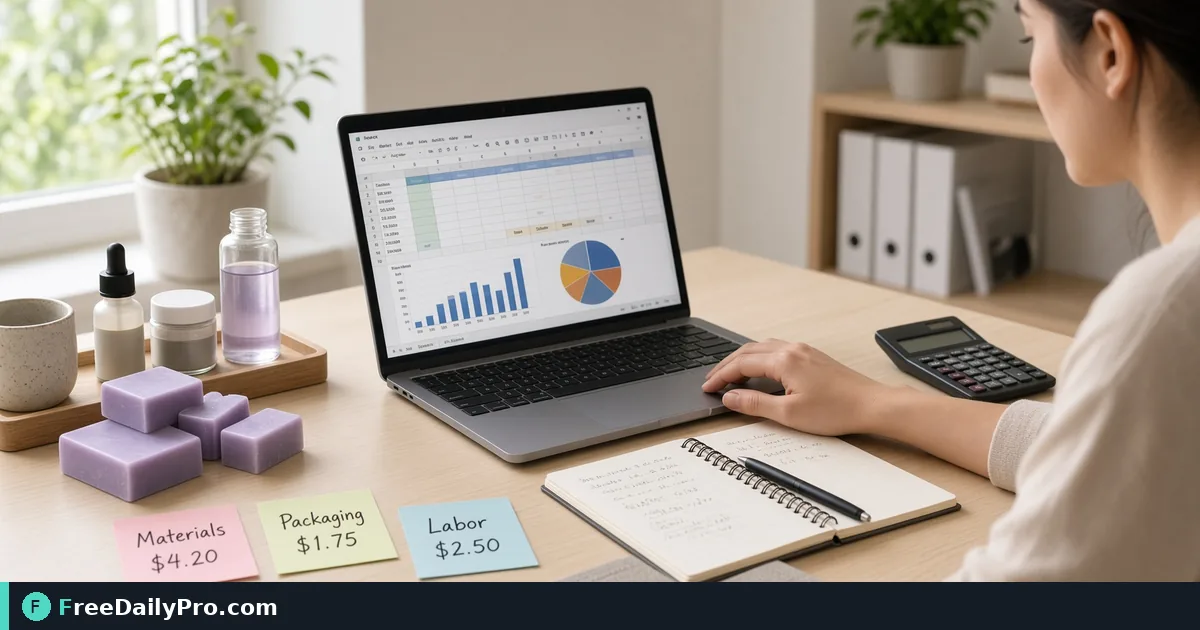 Person using Break Even Calculator on a laptop for a real pricing task