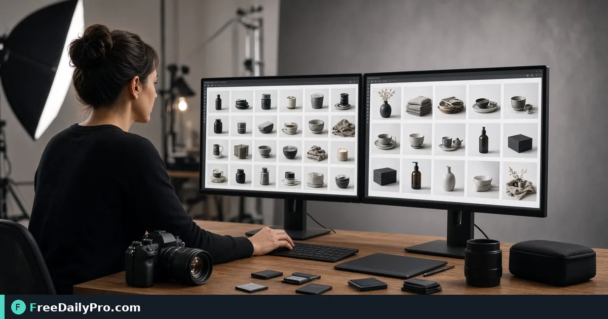 Person using Bulk Image on a laptop for a real ecommerce catalogs task