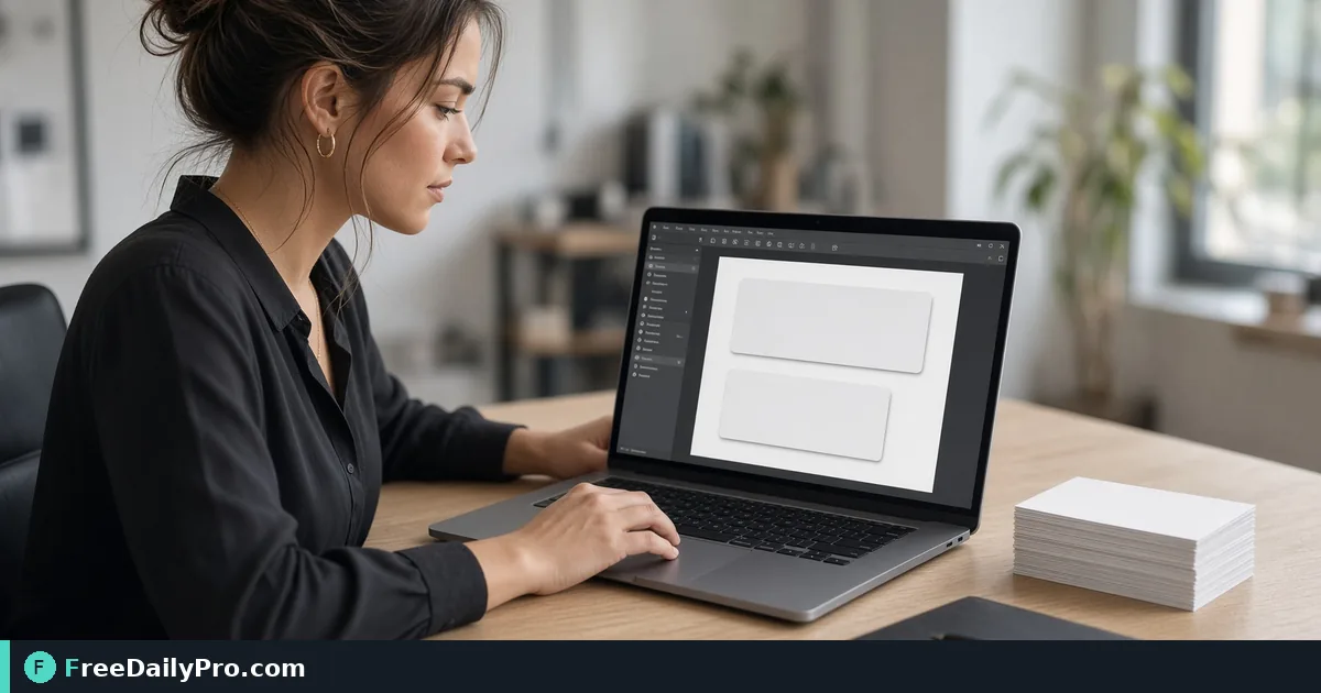Professional completing a Business Card workflow at a desk