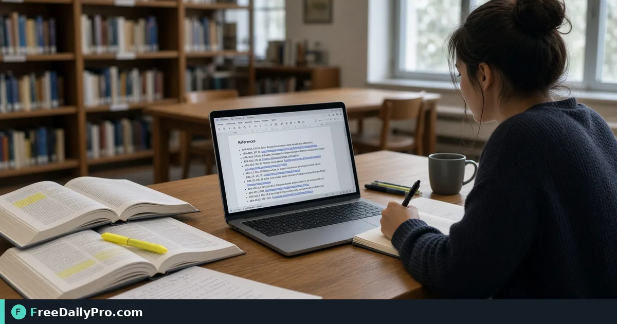 Person using Citation Generator on a laptop for a real academic writing task
