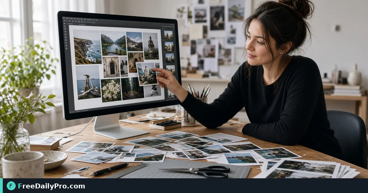 Person using Collage Maker on a laptop for a real nonprofit updates task