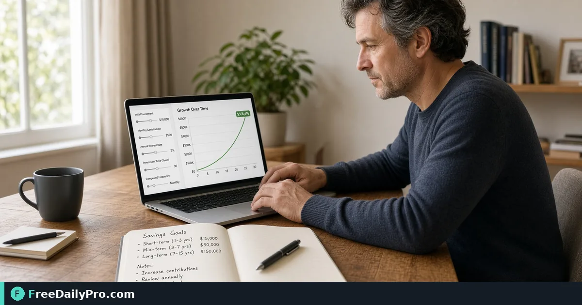 Person using Compound Interest on a laptop for a real personal savings task