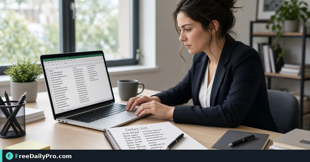 Person using Email Extractor on a laptop for a real ops lists task