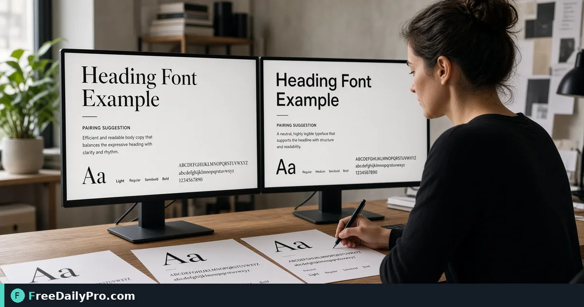 Person using Font Pairing Tool on a laptop for a real brand typography task