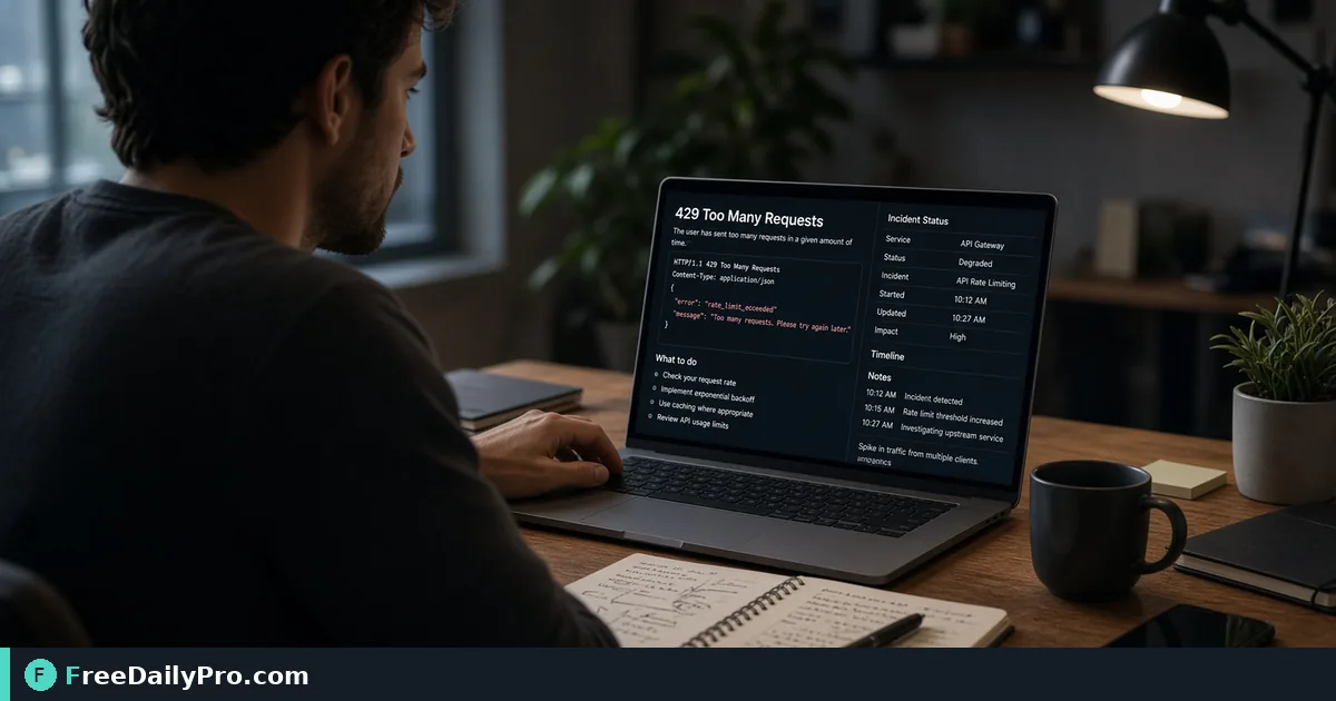 Person using HTTP Status Reference on a laptop for a real API triage task
