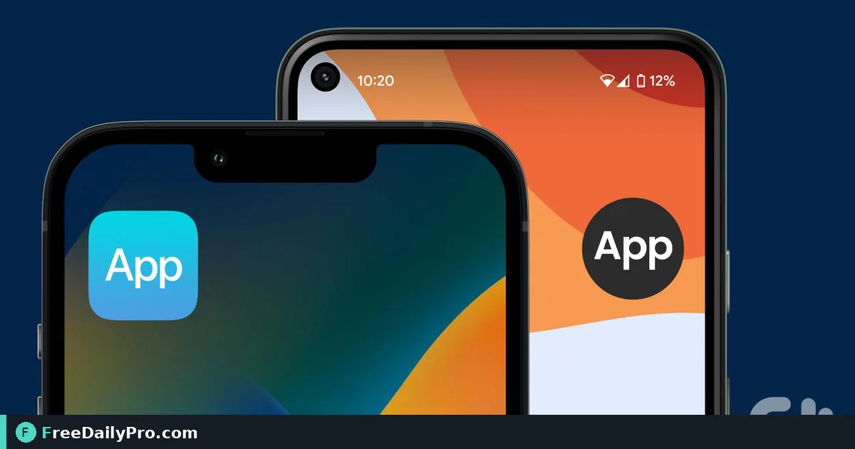 Hands adding an event app to an iPhone home screen beside an Android phone showing the same app icon