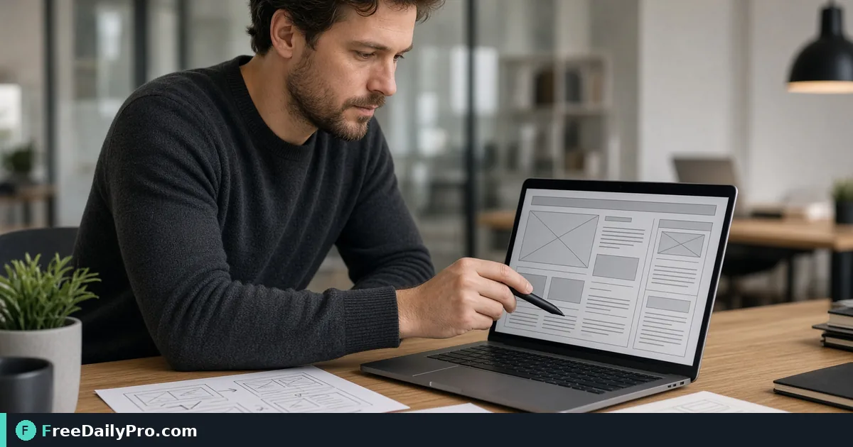 Person using Lorem Ipsum on a laptop for a real work task