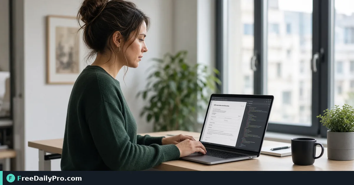 Professional completing a Meta Tag Generator workflow at a desk
