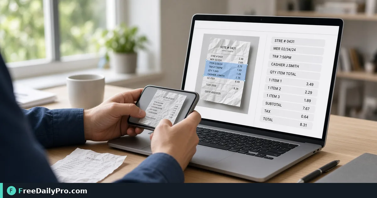 Person using OCR Tool on a laptop for a real scan digitization task