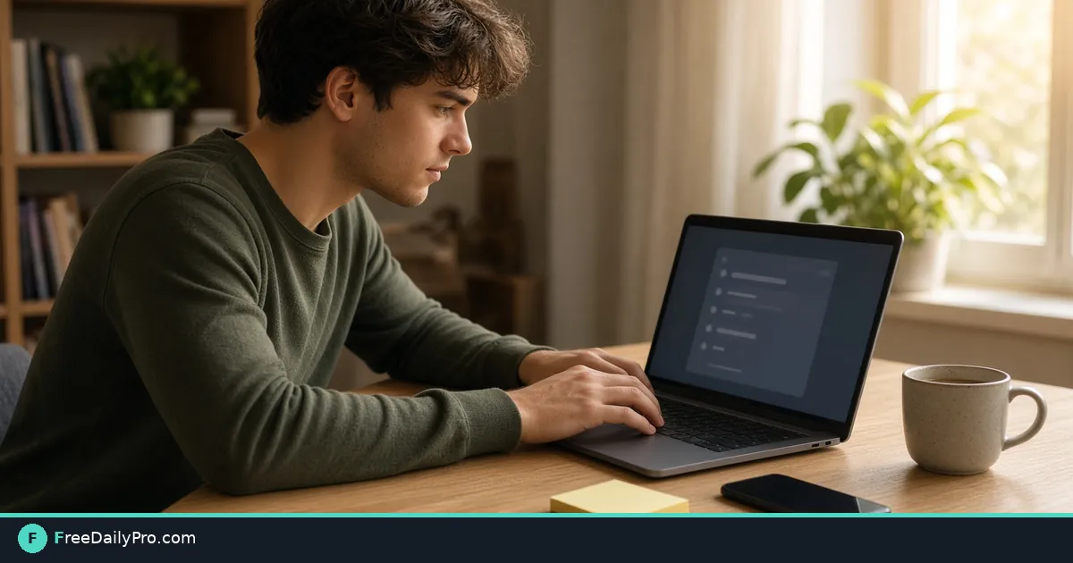 Person at a home desk generating a strong password on a laptop with phone nearby