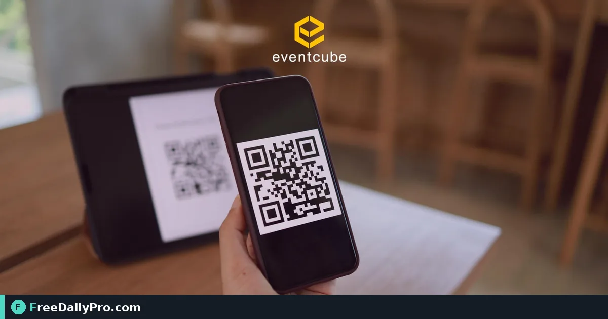Event organiser publishing an event on a laptop and showing a guest app QR on a phone