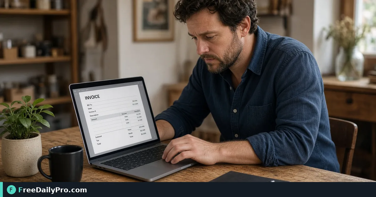 Person using Receipt Maker on a laptop for a real client payment records task