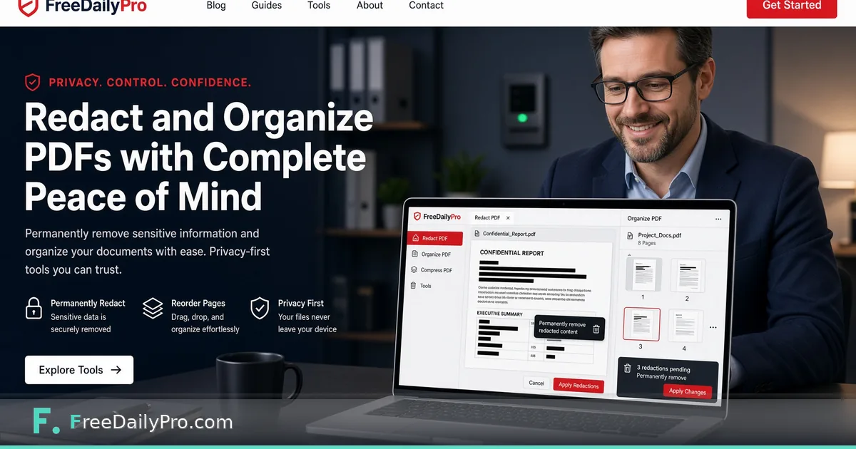 Redact Sensitive Data and Reorder PDF Pages Free — Privacy-First PDF Control