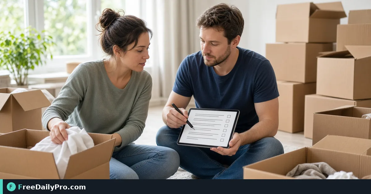 Person using Relocation Checklist Planner on a laptop for a real work task