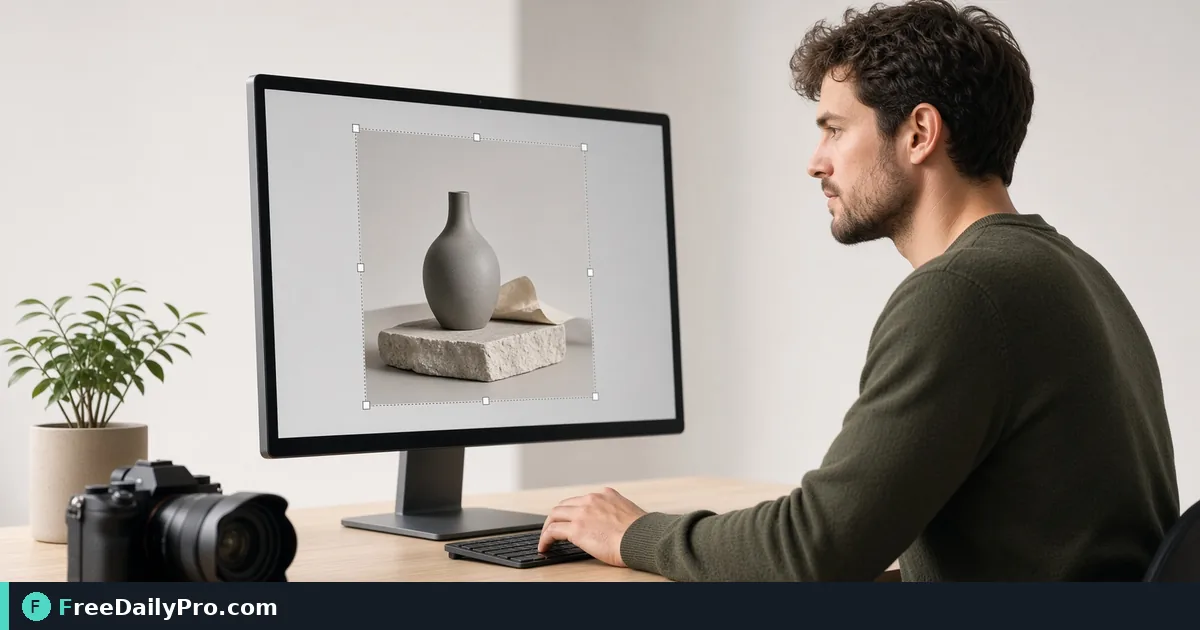 Professional completing a Resize & Crop workflow at a desk