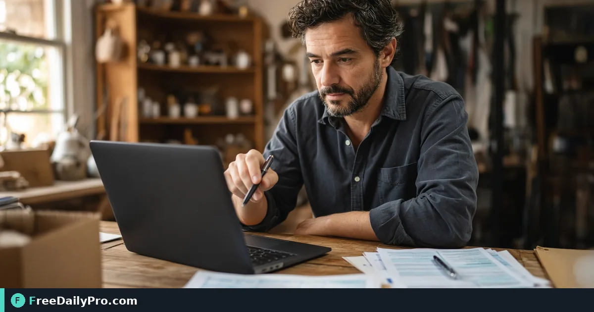 Professional completing a Sales Tax Calculator workflow at a desk