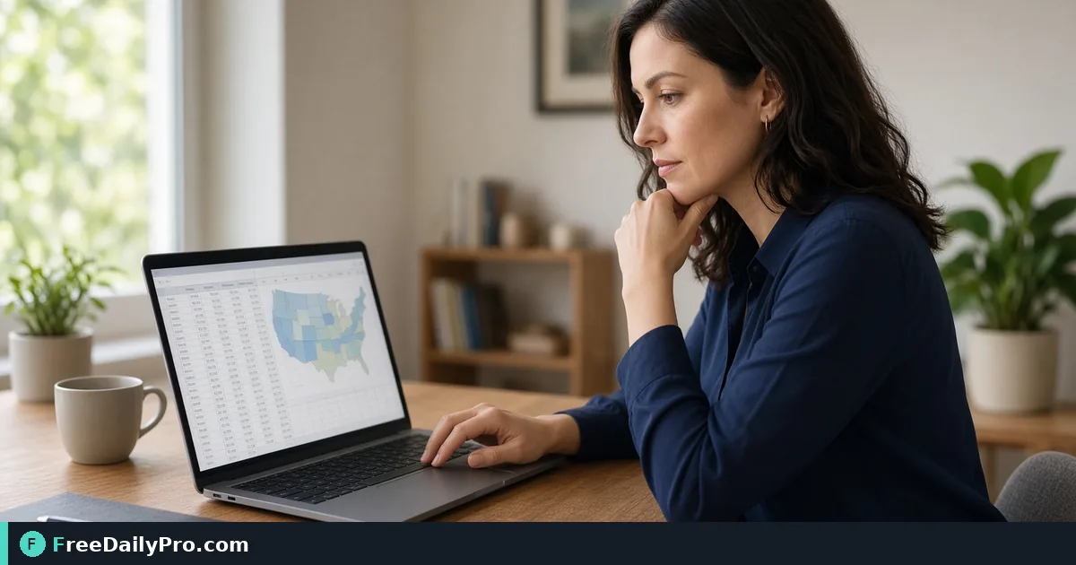 Person using State Tax Calculator on a laptop for a real relocation planning task