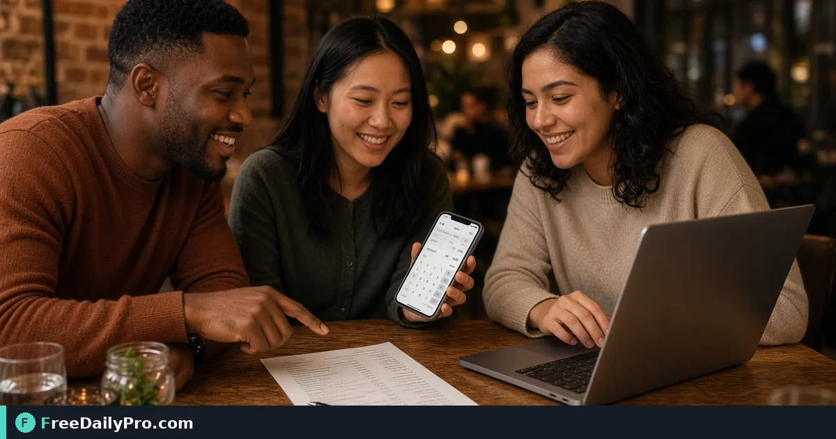 Person using Tip Calculator on a laptop for a real restaurant split task