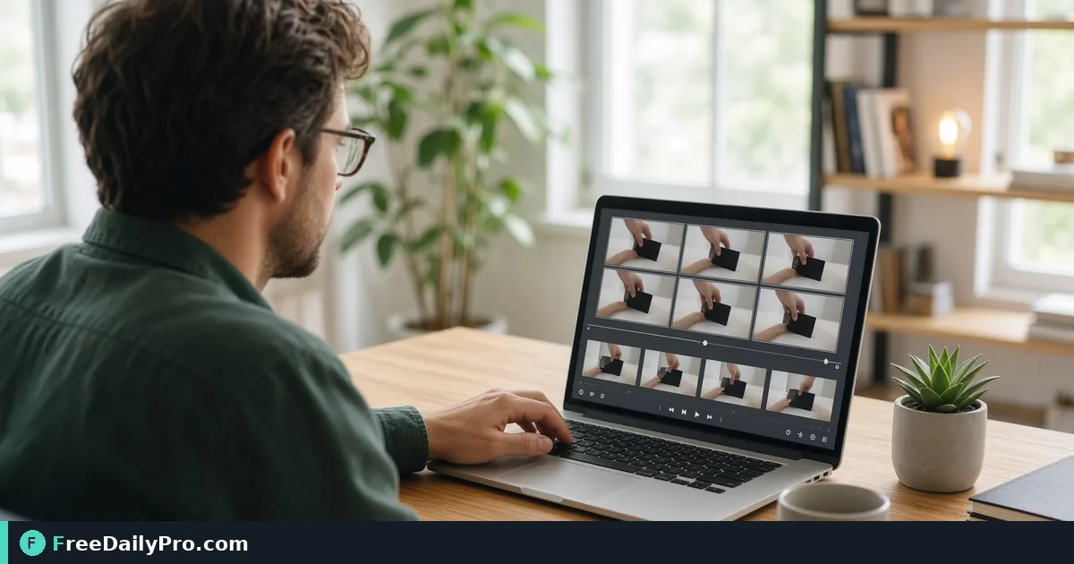 Person using Video To Gif on a laptop for a real short motion previews task